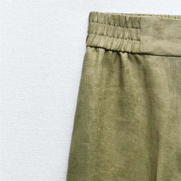 ZARA 100% LINEN STRAIGHT LEG PANTS - Picture 8 of 8